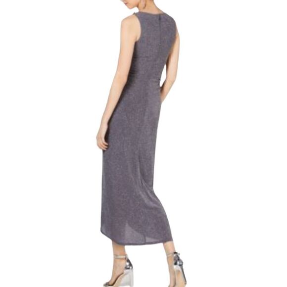 VINCE CAMUTO Women’s Gray Ruched Sleeveless V Neck Midi Evening Dress in Size 8 - Picture 5 of 13